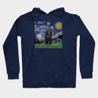 Starry Night Adapted to Include a Schipperke Hoodie